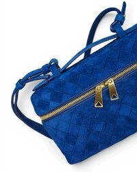 Bolsa Bottega Veneta Bang Bang Intrecciato Suede Azul Royal