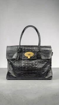 Bolsa Mulberry Bayswater em Couro Croco Preto
