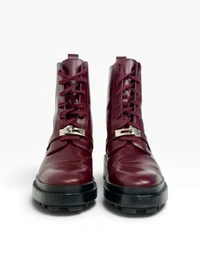 Bota Hermès Glossed Funk Ankle Boots Burgundy