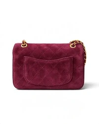 Bolsa Chanel Suede Calfskin Mini Souplissimo Flap Burgundy