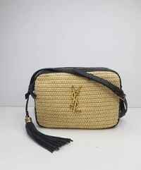 Bolsa Saint Laurent Crossbody Camera Rafia Rafia /Couro