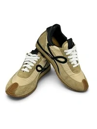 Tênis Loewe Flow Runner em Suede e Nylon Bege e Preto