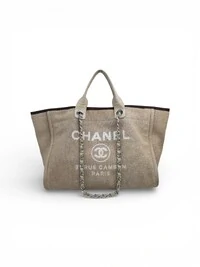 Bolsa Chanel, Deauville Bag, Canvas, Bege