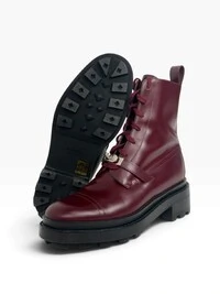 Bota Hermès Glossed Funk Ankle Boots Burgundy