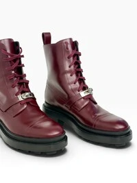 Bota Hermès Glossed Funk Ankle Boots Burgundy