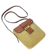 Bolsa Dior Crossbody Vintage Canvas Couro Bege e Caramelo
