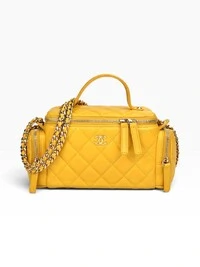 Bolsa Chanel Pocket Top Handle Vanity Yellow