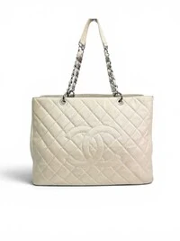 Bolsa Chanel Grand Shopping Tote GST XL Caviar Beige