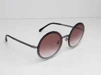 Óculos De Sol Chanel Óculos Redondo Com Corrente Burgundy