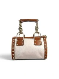 Bolsa Versace em Phyton Off White e Couro Caramelo