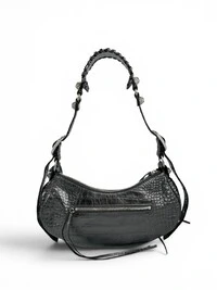 Bolsa Balenciaga Le Cagole Small Croco Embossed with Crystals Cinza Metalizada