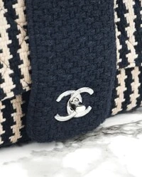 Bolsa Chanel Elementary Chic Flap Tweed Small Navy Blue