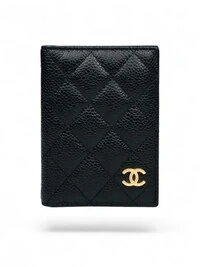 Carteira Chanel Classic Compact Wallet Caviar Black