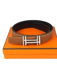 Cinto Hermès H Reversível Couro Box e Togo Noir Gold