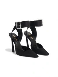 Sapato Saint Laurent Scarpin Crystal Buckle Pumps Preto