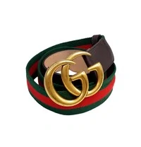 Cinto Gucci Canvas Verde, Vermelho e Marrom