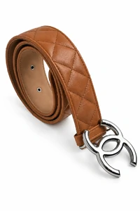 Cinto Chanel CC Matelassê Caramelo