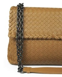 Bolsa Bottega Veneta Olimpia Intrecciato Caramelo
