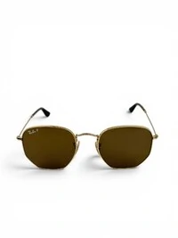Óculos De Sol Ray-Ban Hexagonal Dourado Marrom