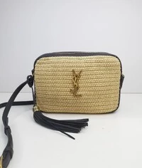 Bolsa Saint Laurent Crossbody Camera Rafia Rafia /Couro