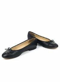 Sapatilha Chanel Matelassê CC Caviar Preta