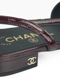 Chanel Crocodile Embossed Patent Leather Cap-Toe Slingback