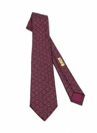 Gravata Hermès em Seda Amarante Mosaïque