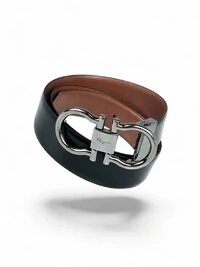 Cinto Ferragamo Double Gancini Preto