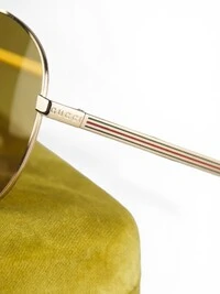 Óculos De Sol Gucci Aviador Com Lente Cosmética Lente Amarela