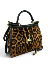 Bolsa Dolce & Gabbana Sicily Small Ponyhair Leopard Print