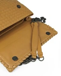 Bolsa Bottega Veneta Olimpia Intrecciato Caramelo