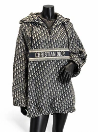 Anorak Dior Hooded em Jacquard Dior Oblique Azul-Marinho
