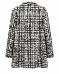 Casaco Chanel Camélia em Tweed Xadrez Cinza e Branco