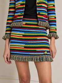 Saia Chanel Coco Beach Tricot Listrado Multicolorido