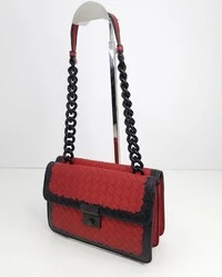 Bolsa Bottega Veneta Olimpia Intrecciato Vermelho/Preto