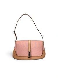 Bolsa Gucci Jackie Vintage em Canvas Nude e Rosa