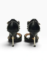 Sandália Prada Peep Toe Studded T-Strap