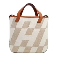 Bolsa Hermès Cabas H Em Biais 27 Caramelo Off White