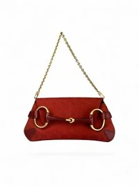 Bolsa Gucci Horsebit Chain Clutch Vermelha