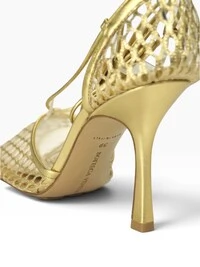 Bottega Veneta Mesh Lace-Up Sandal Dourada