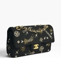 Bolsa Chanel Classic Medium Embellished Double Flap Preta