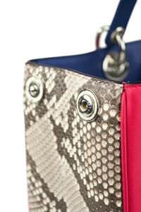 Bolsa Dior Diorissimo Snakeskin Média Rosa e Azul