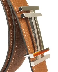 Cinto Hermès H Reversível Couro Box e Togo Noir Gold