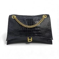 Bolsa Balenciaga Crush Large Croco Embossed Chain Preta