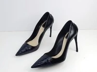 Sapato Christian Dior em Couro e Croco Preto e Azul