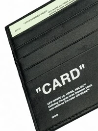 Porta Cartão Off White Couro Preto