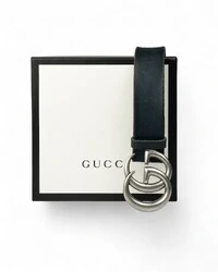 Gucci GG Distressed Leather Belt – Navy