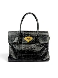 Bolsa Mulberry Bayswater em Couro Croco Preto