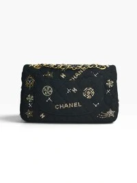 Bolsa Chanel Classic Medium Embellished Double Flap Preta