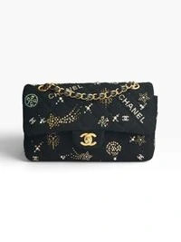 Bolsa Chanel Classic Medium Embellished Double Flap Preta